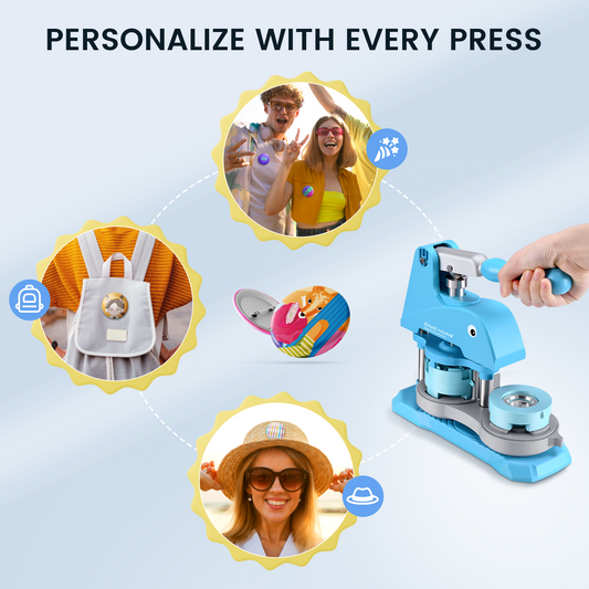Button Maker Machine Multiple Sizes, 300 Pcs 1''/1.25''/2.25'' Button Press Pin Maker Machine Kit, Badge Making Supplies W/Button Machine, Dies, Badge Refills, Cirle Cutters, DIY Custom Pin Badge