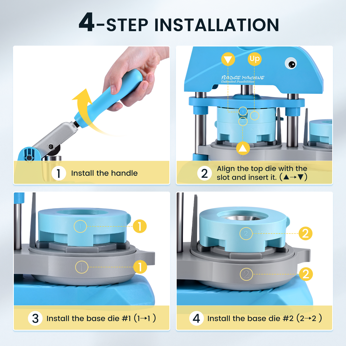 Button Maker Machine Multiple Sizes, 300 Pcs 1''/1.25''/2.25'' Button Press Pin Maker Machine Kit, Badge Making Supplies W/Button Machine, Dies, Badge Refills, Cirle Cutters, DIY Custom Pin Badge