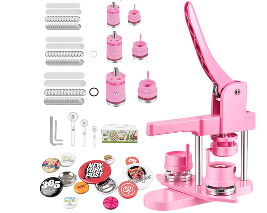 Mryitcal Button Maker Machine Multiple Sizes, 1''+1.25''+2.25'' Pin Maker Button Press Machine W/ 300 Sets Metal Pinback Inserts, Badge Making Supplies Kit for DIY Pin Badges