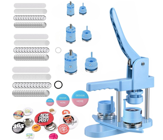 Button Maker Machine Multiple Sizes, 1''+1.25''+2.25'' Pin Maker Button Press Machine W/ 300 Sets Metal Pinback Button Refills, Button Making Supplies Kit for DIY Button Badges