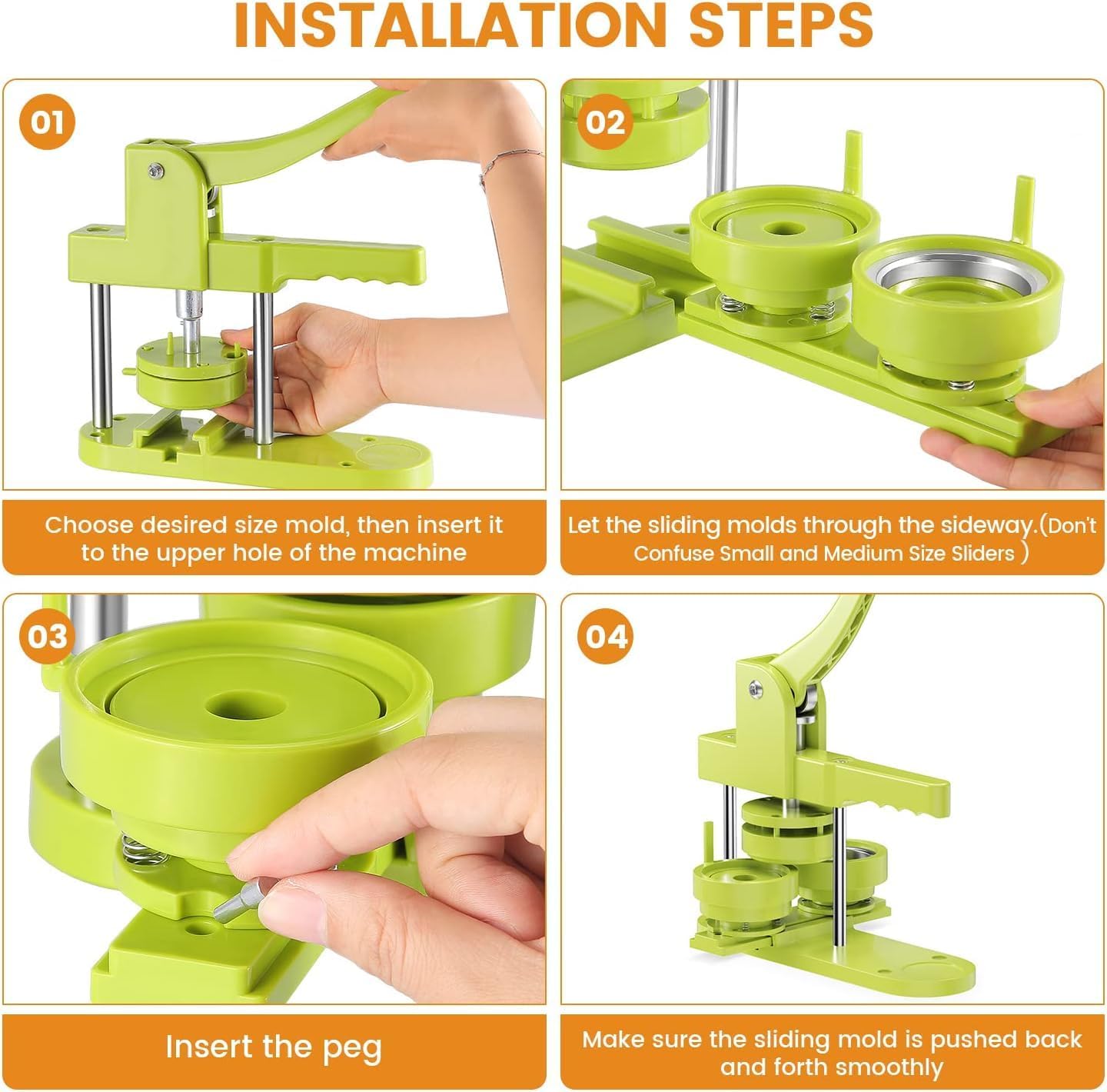 Button Maker Machine Pin Maker 1''+1.25''+2.25'' Button Making Supplies, DIY 300 Pinback Button/10 Keychain Badge/10 Bottle Opener Button/10 Flat Badge for Christmas Party (Green, 1''+1.25''+2.25'')