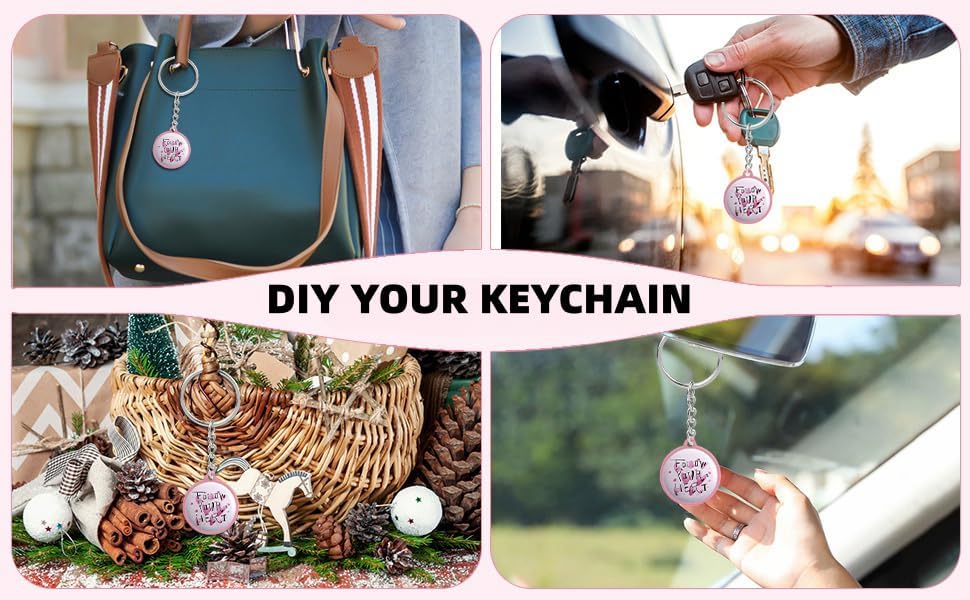 Keychain Button Making Supplies for Button Maker Machine, 50 Sets 32mm Button Refills Includes Metal Shell, Graphic, Plastic Film, Backing Parts