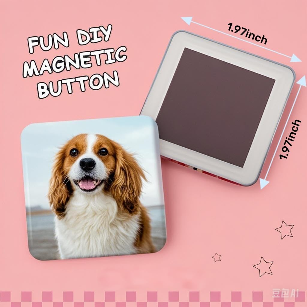 Square Magnet Button Making Supplies 100 Sets 2'' x 2'' Compatible with Square Badge Maker Machine, DIY Photo Button Badge