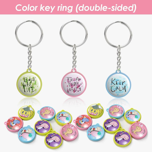 Keychain Button Making Supplies for Button Maker Machine, 50 Sets 32mm Button Refills Includes Metal Shell, Graphic, Plastic Film, Backing Parts