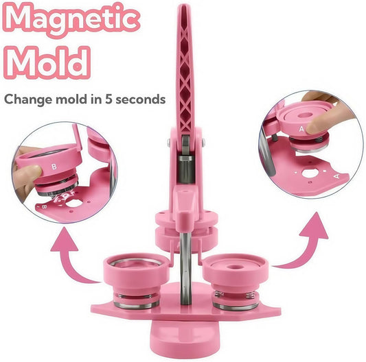 Mryitcal Button Maker Machine Multiple Sizes, 1''+1.25''+2.25'' Pin Maker Button Press Machine W/ 300 Sets Metal Pinback Inserts, Badge Making Supplies Kit for DIY Pin Badges