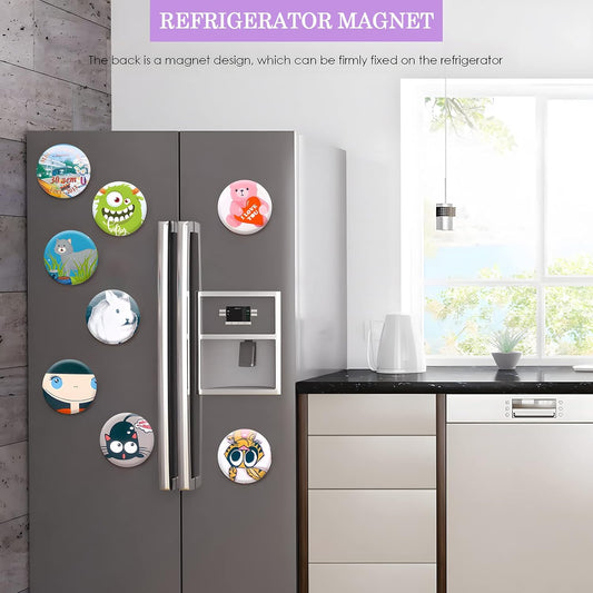 Bottle Opener Button Making Supplies for Button Maker Machine, 50 Sets 58mm Button Opener Button Refill Includes Metal Shell, Graphic, Plastic Film, Metal Backing Parts